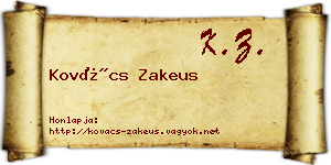Kovács Zakeus névjegykártya